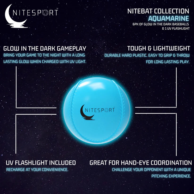 Aquamarine Glow in the Dark Nite Ball 6pk