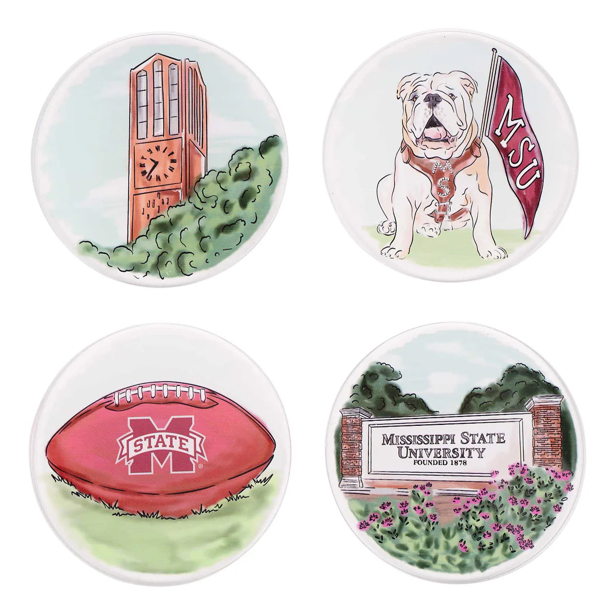 Mississippi State Coaster Set/4