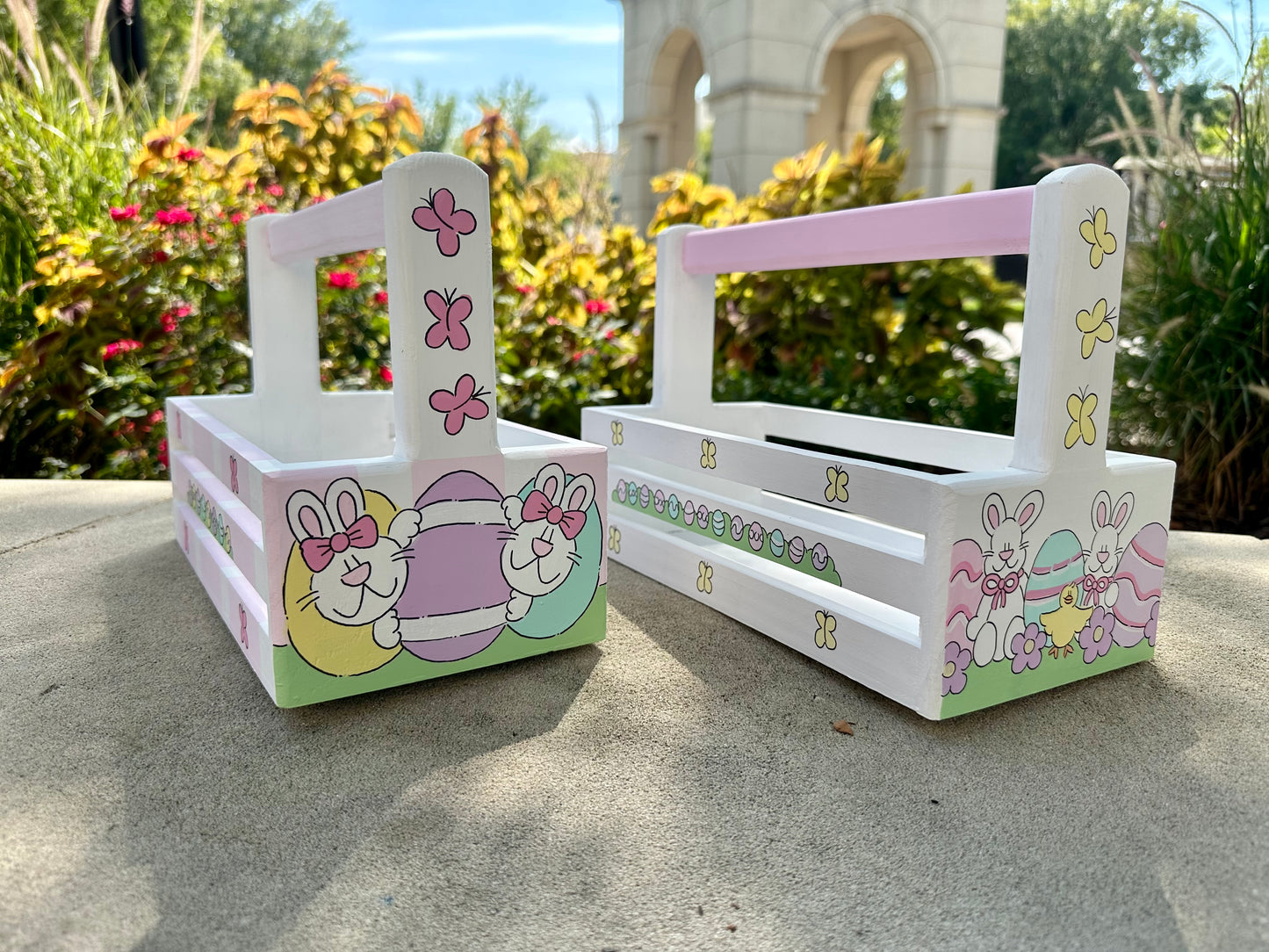 Easter Basket Slat Style White (Boy & Girl)