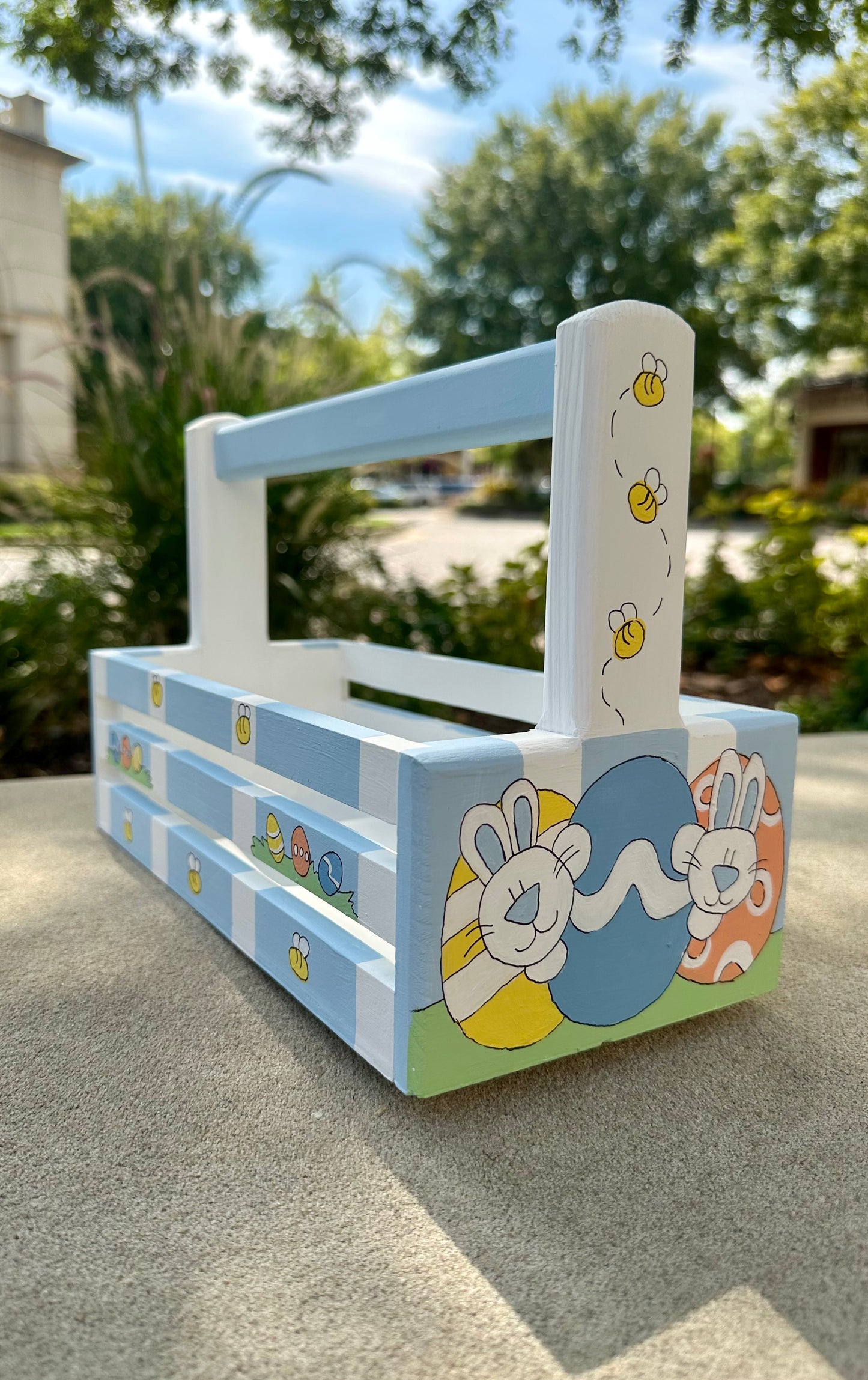 Easter Basket Slat Style White (Boy & Girl)