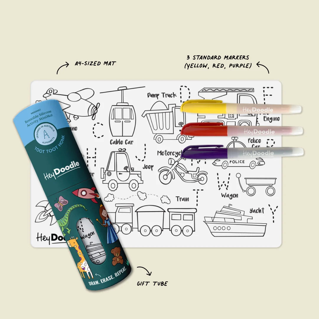 Toot Toot Honk Mini Coloring & Doodle Mat