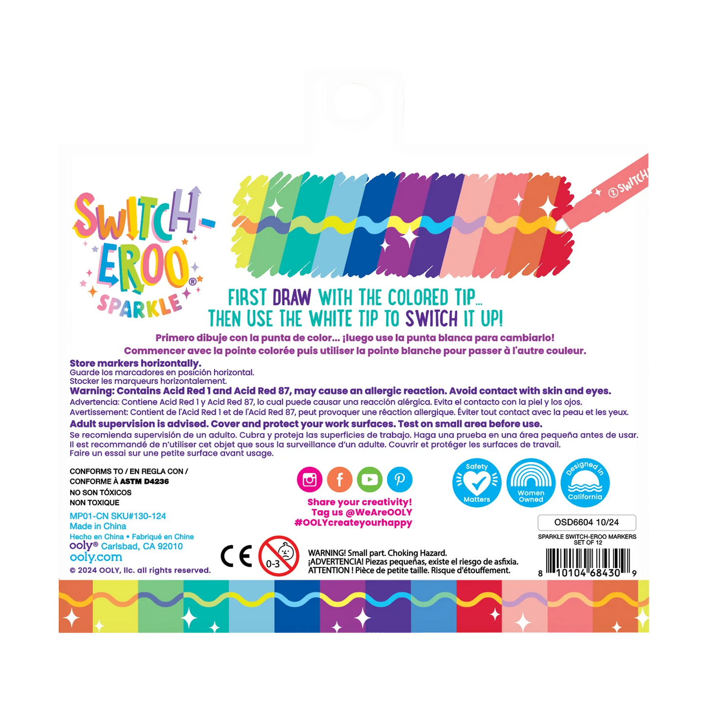Switch-Eroo Sparkle Glittery Color Changing Markers Set of 12
