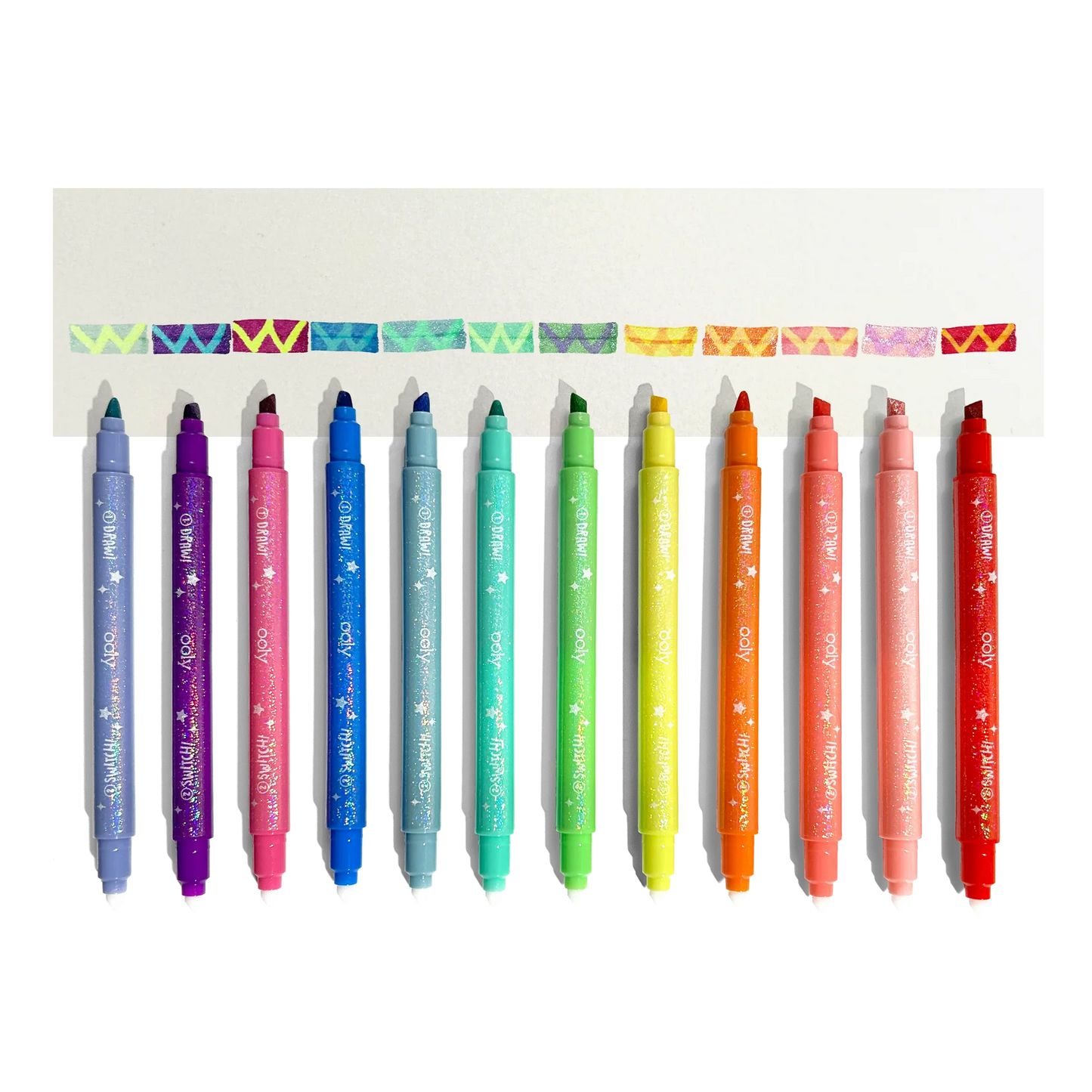 Switch-Eroo Sparkle Glittery Color Changing Markers Set of 12