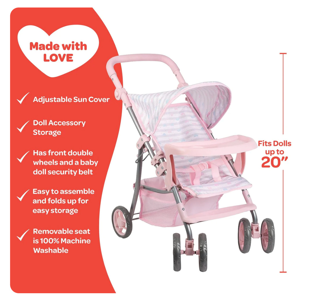 Pink Hearts Snack Pack N Go Stroller