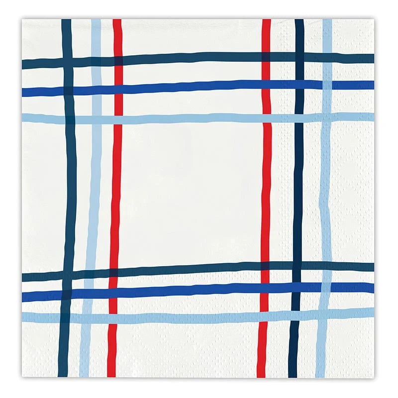 4th of July Plaid Beverage Napkins