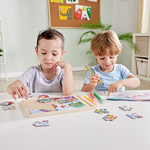 Unicorn Puzzle with Coloring Poster