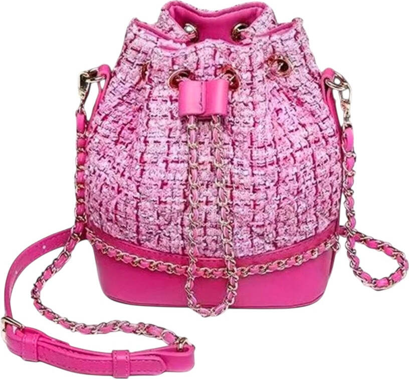 Pink Tweed Bucket Purse