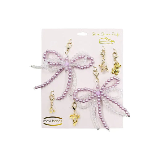 Purple Pearl Bow Shoe Charms