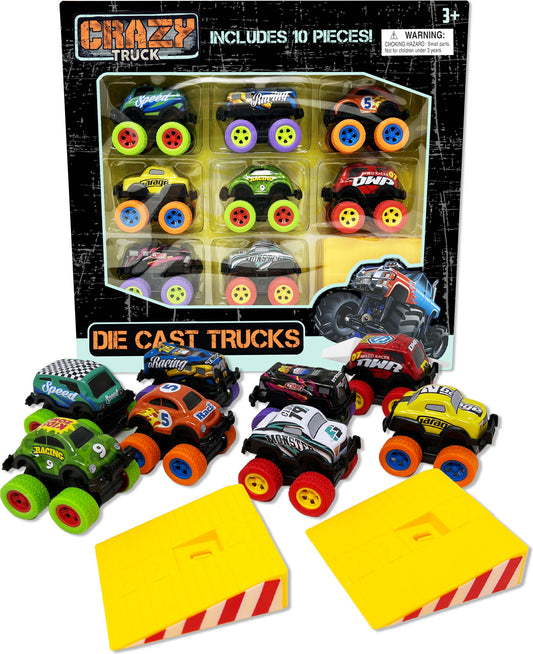 Die Cast Pull-Back Trucks 10 PC Set