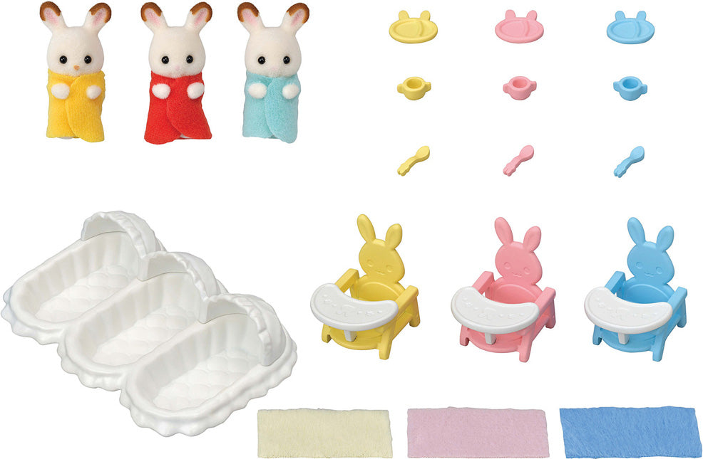 Calico Critters Chocolate Rabbit Triplet Set