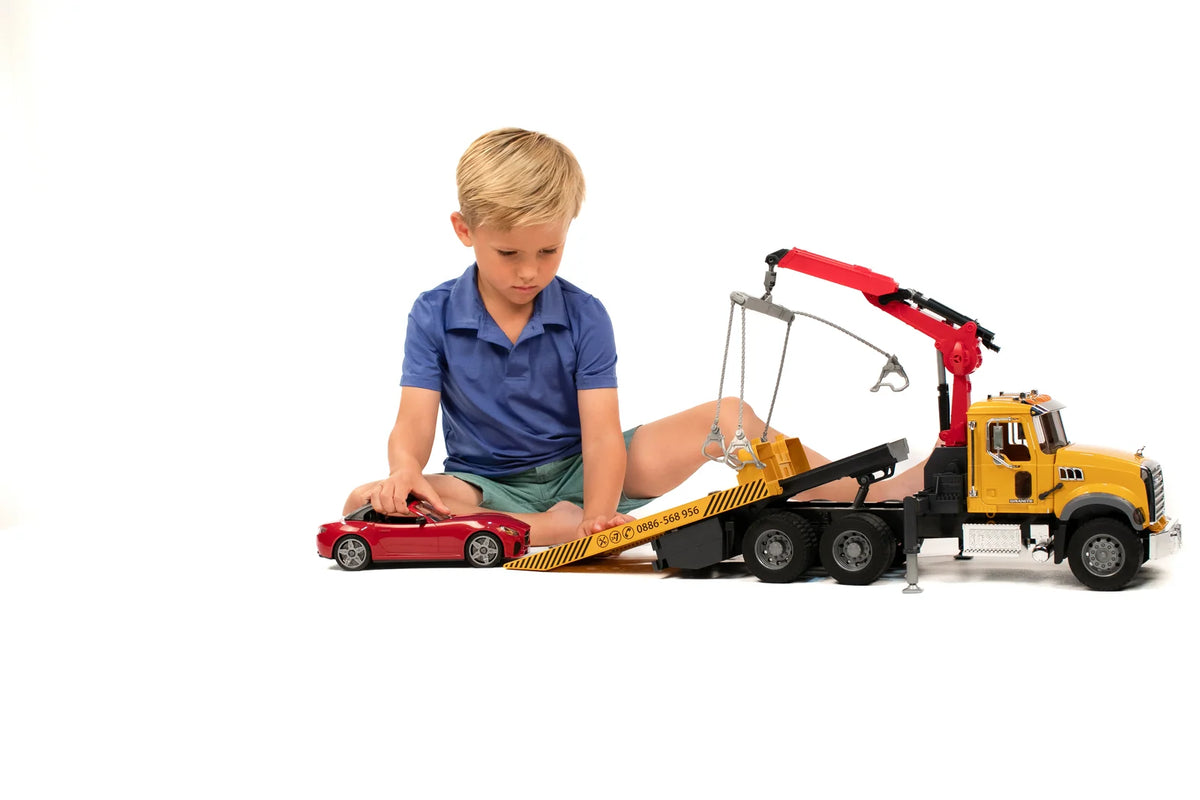 Bruder Mack Granite Tow Truck with Roadster
