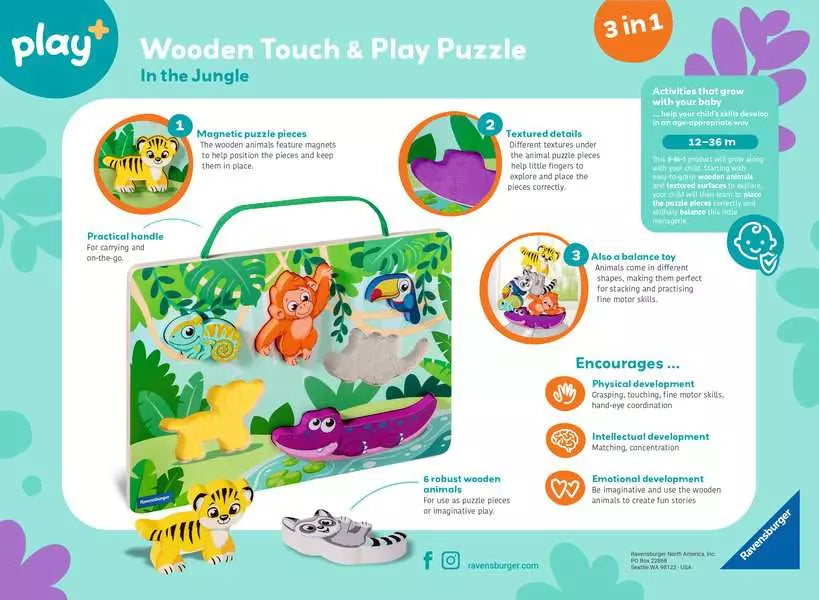 Play+ In the Jungle Wooden Touch & Play Puzzle