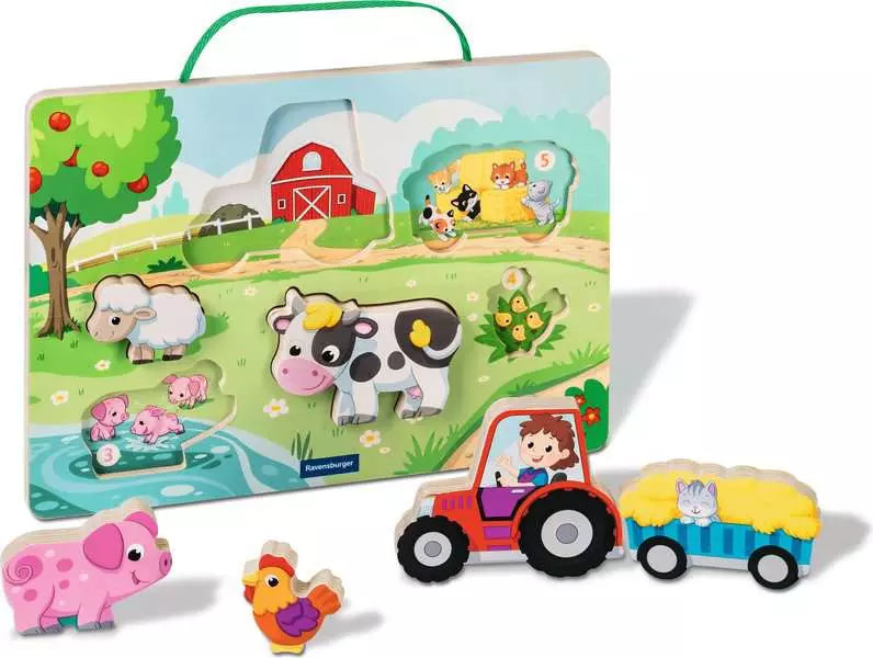 Play+ On the Farm Magnetic Wooden Count & Play Puzzle