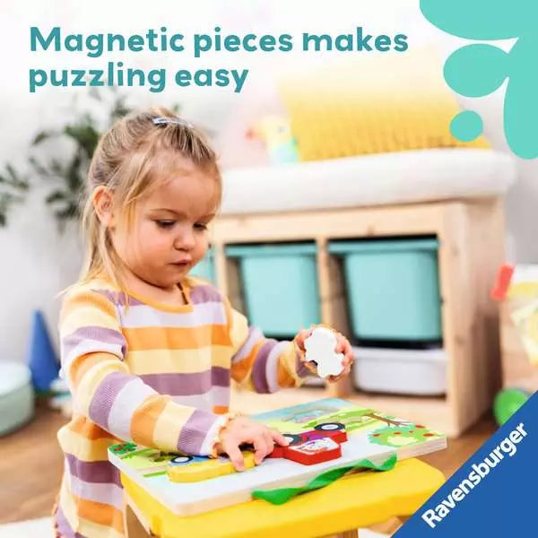 Play+ On the Farm Magnetic Wooden Count & Play Puzzle