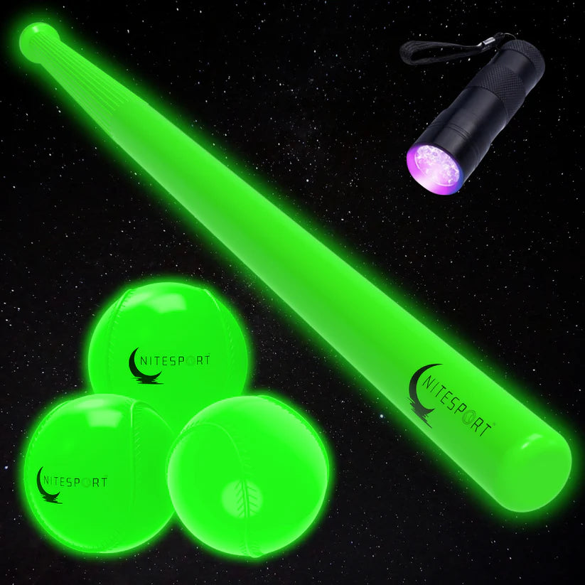 Electric Lime Glow in the Dark Nite Bat and Ball