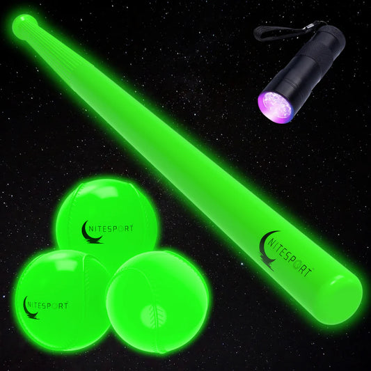 Electric Lime Glow in the Dark Nite Bat and Ball