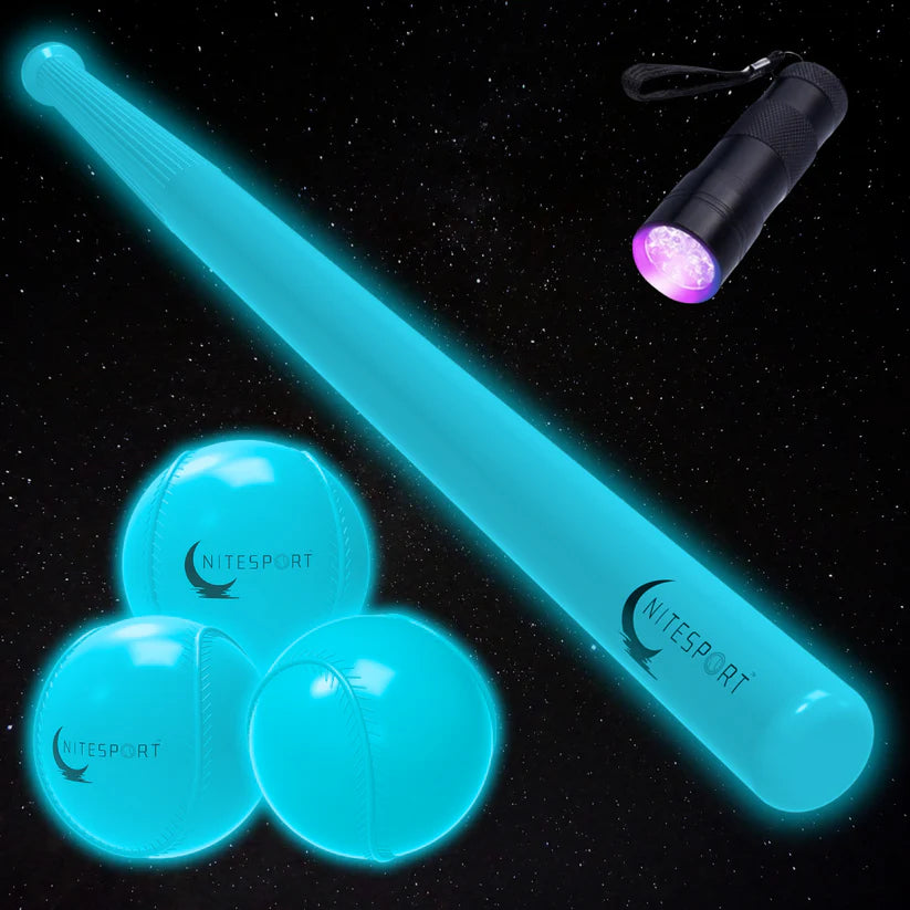 Aquamarine Glow in the Dark Nite Bat and Ball
