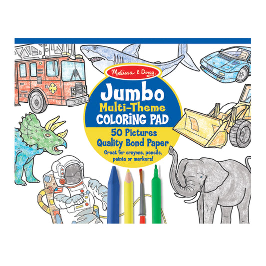 Jumbo 50-Page Kids Coloring Pad Space, Sharks, Sports, and More