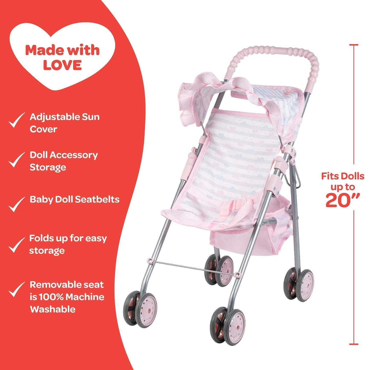 Pink Hearts Shade Stroller