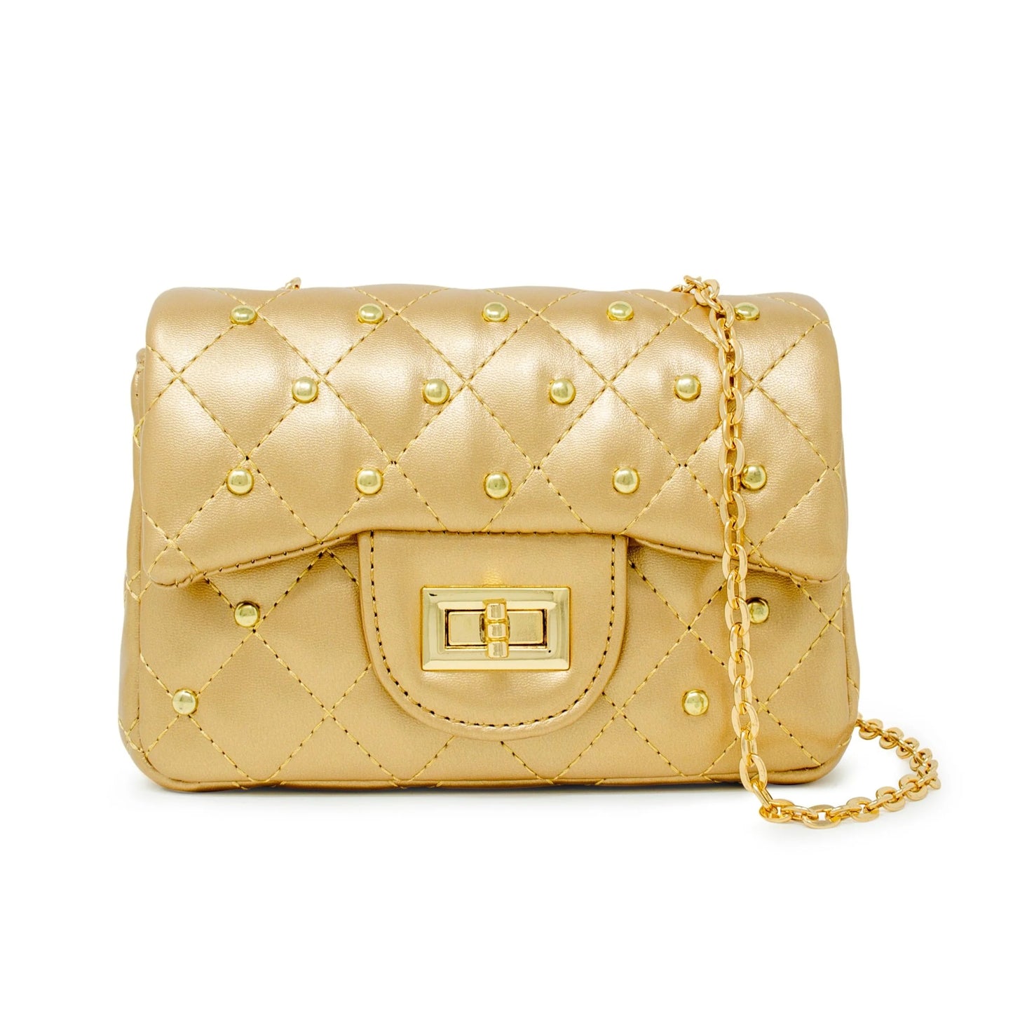 Gold Classic Quilted Stud Mini Bag