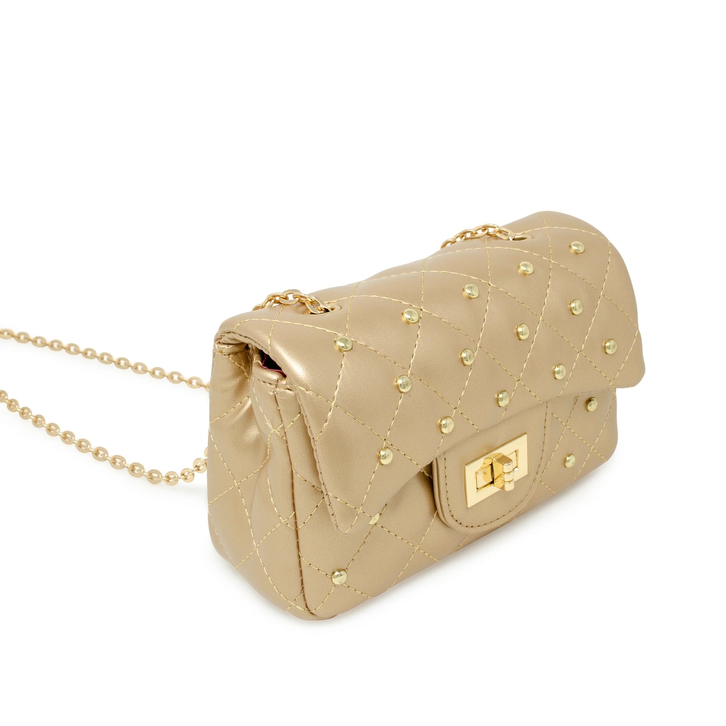 Gold Classic Quilted Stud Mini Bag