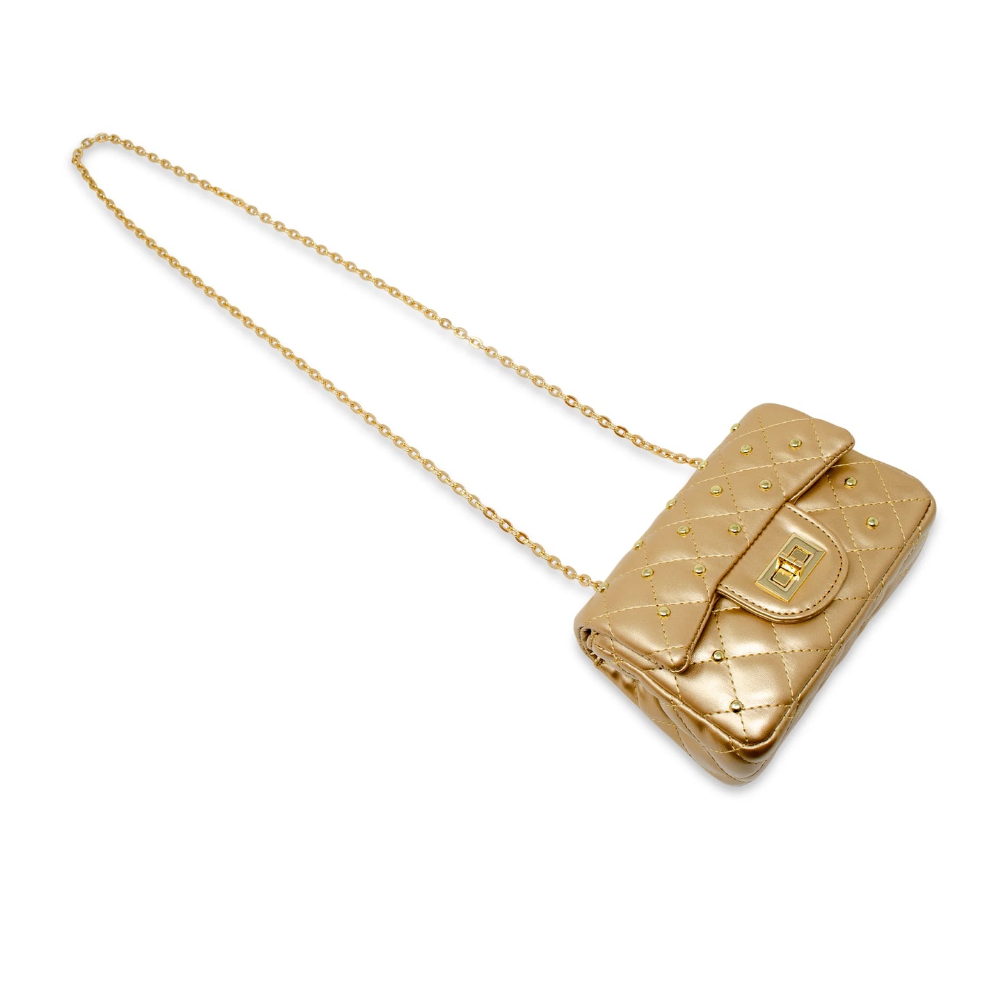 Gold Classic Quilted Stud Mini Bag