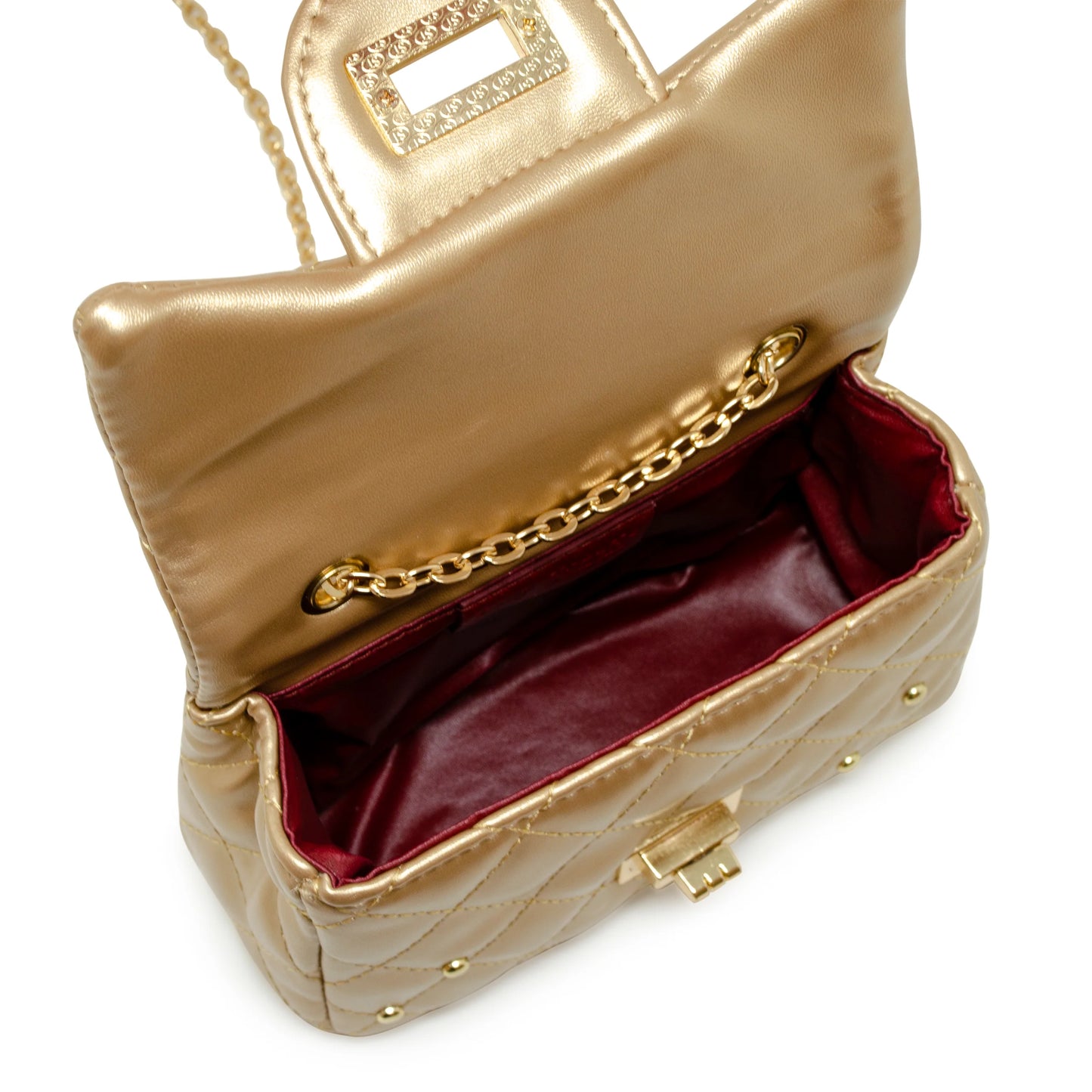 Gold Classic Quilted Stud Mini Bag