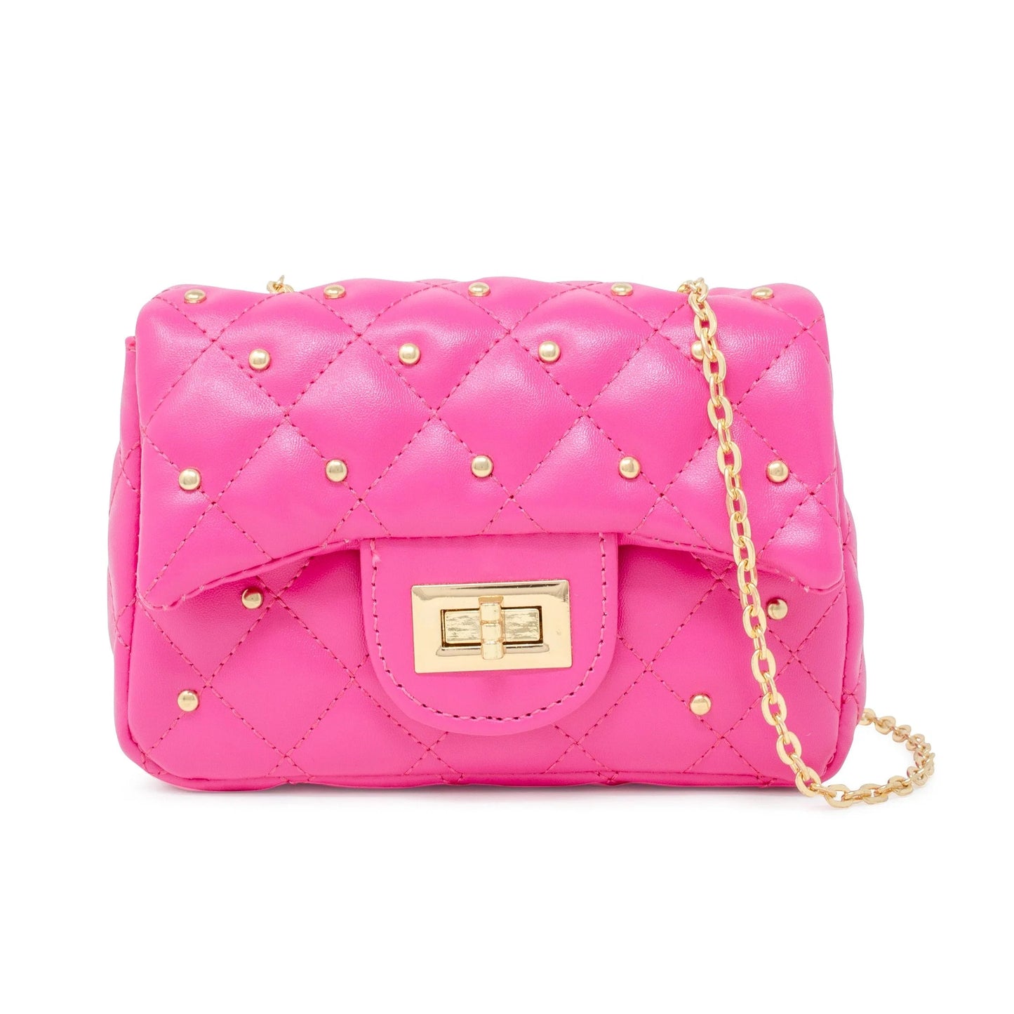 Hot Pink Classic Quilted Stud Mini Bag
