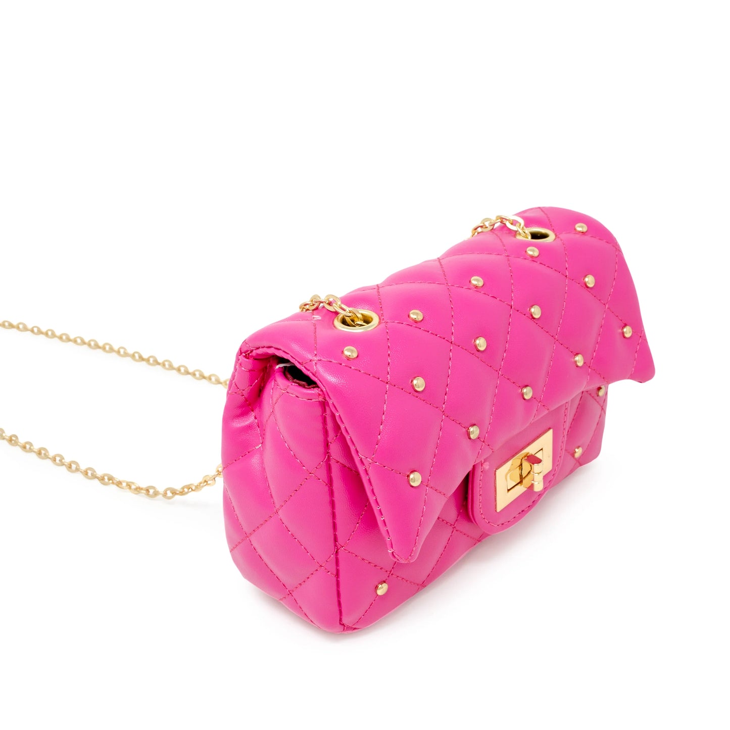 Hot Pink Classic Quilted Stud Mini Bag