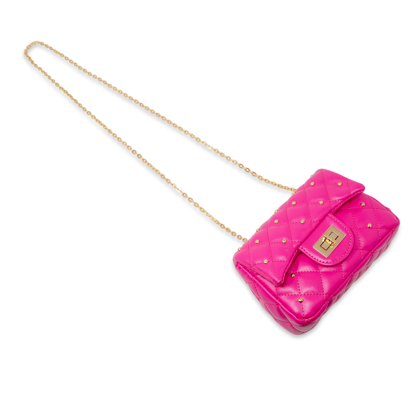 Hot Pink Classic Quilted Stud Mini Bag