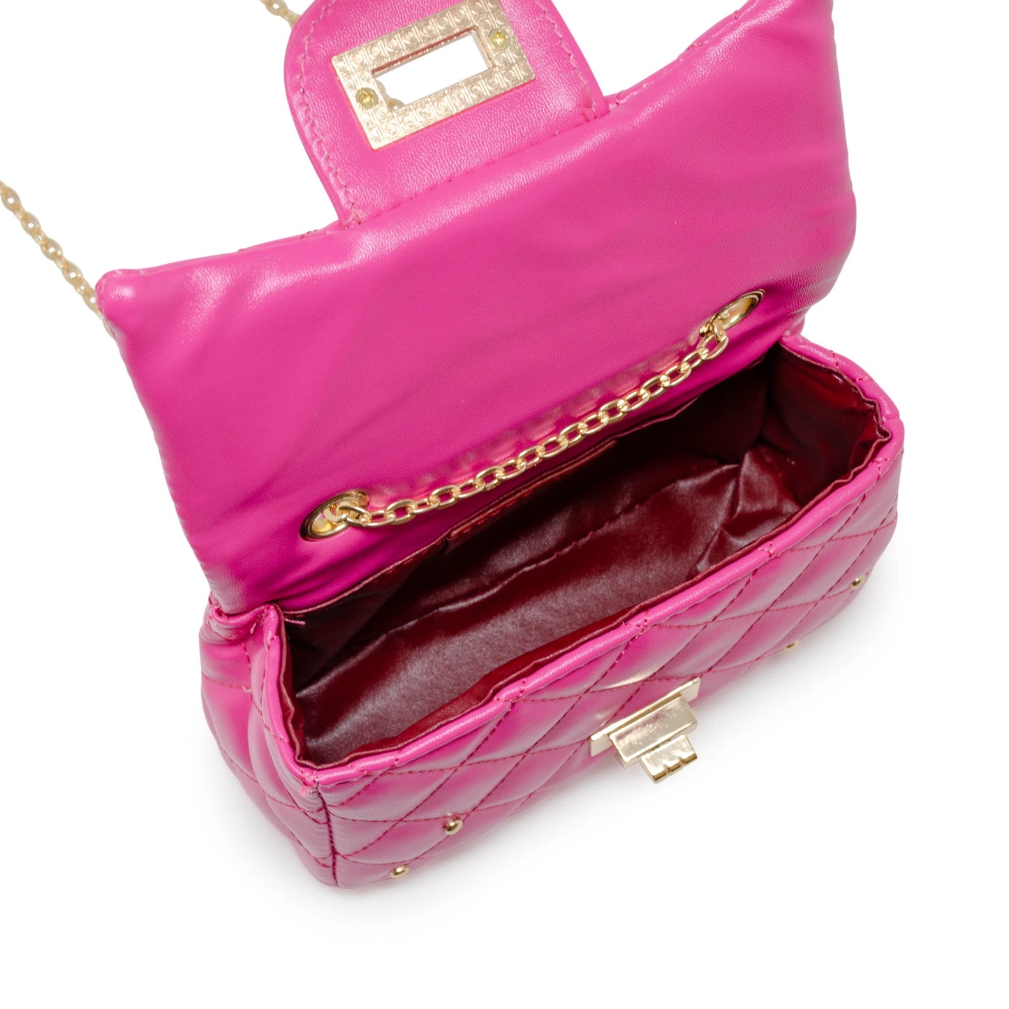 Hot Pink Classic Quilted Stud Mini Bag