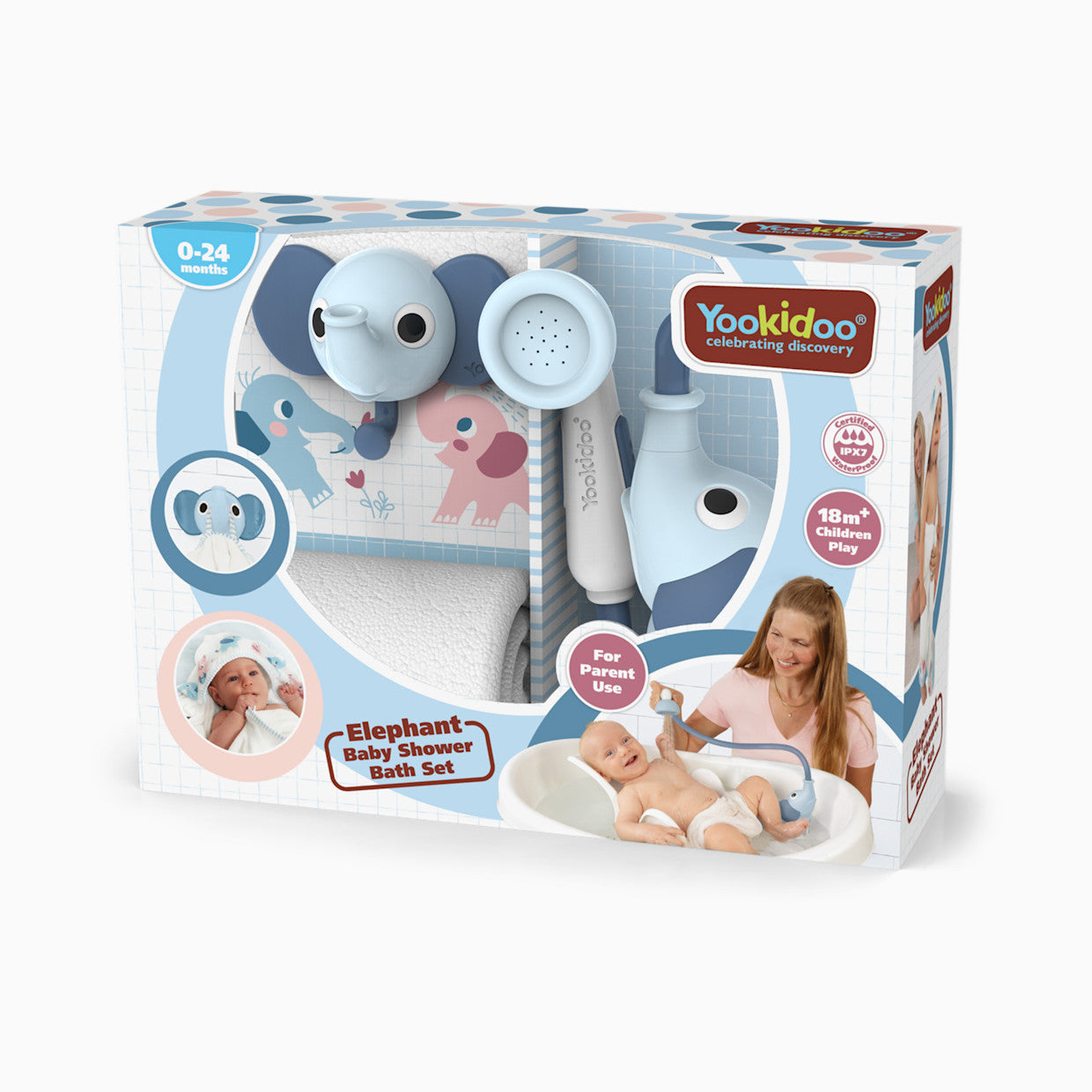 Blue Elephant Shower Set