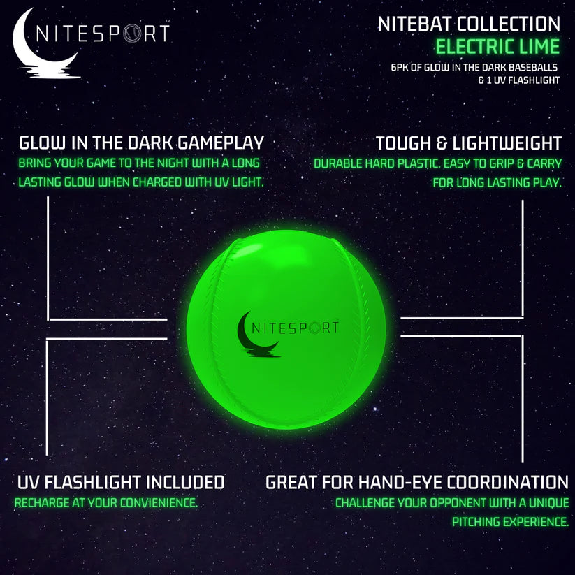Electric Lime Glow in the Dark Nite Ball 6pk