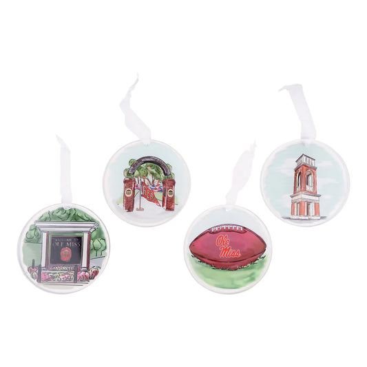 Ole Miss Ornament Set/4