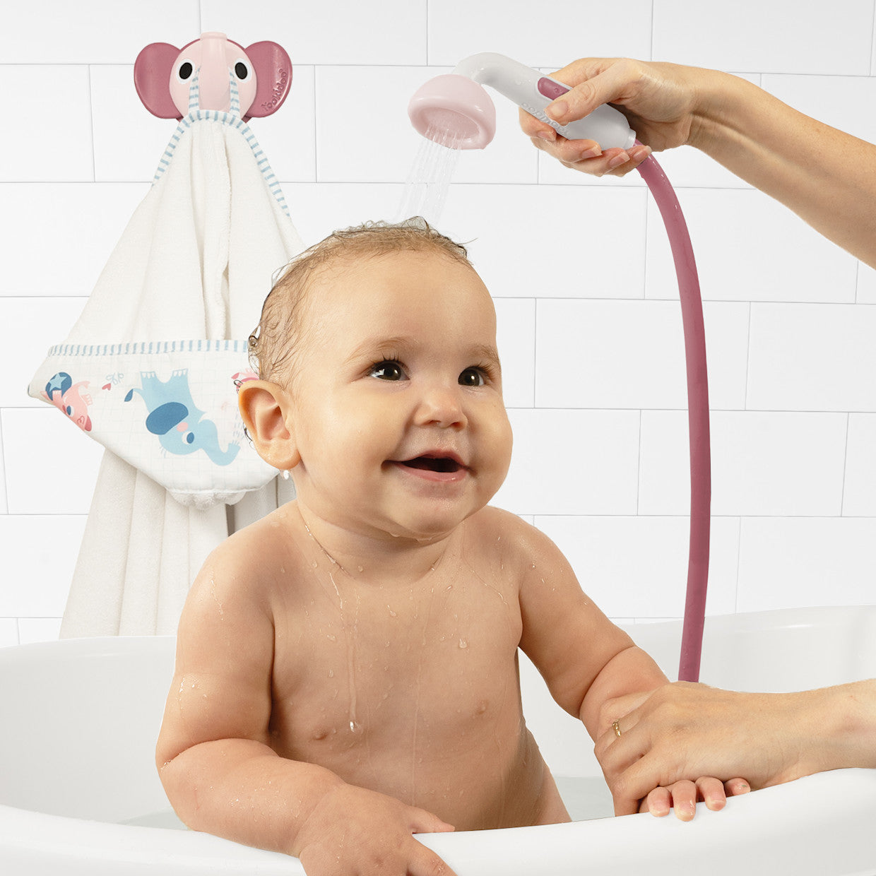 Pink Elephant Shower Set