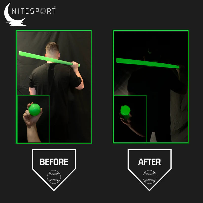 Electric Lime Glow in the Dark Nite Bat and Ball