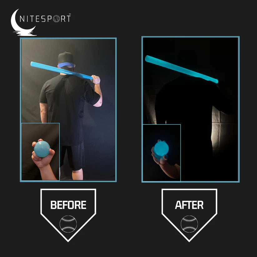 Aquamarine Glow in the Dark Nite Bat and Ball