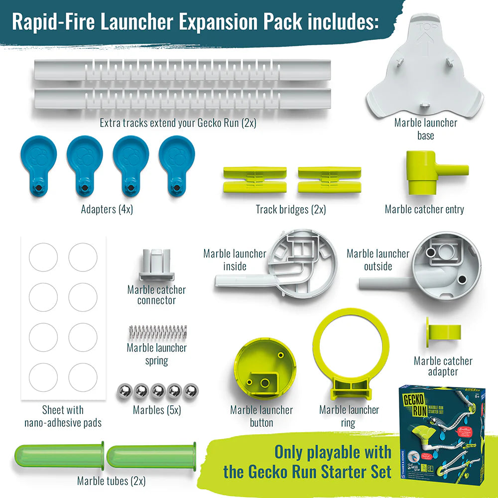 Gecko Run Marble Run Rapid-Fire Launcher Expansion Pack
