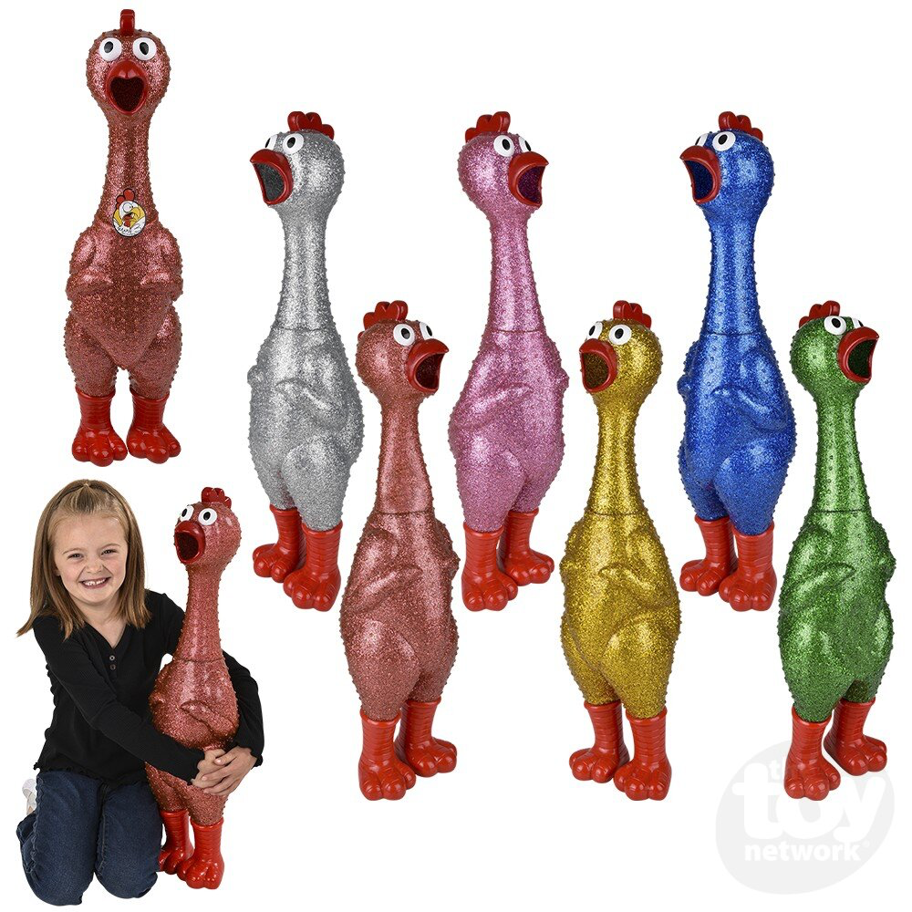 Giant Sparkle Rubber Chickens