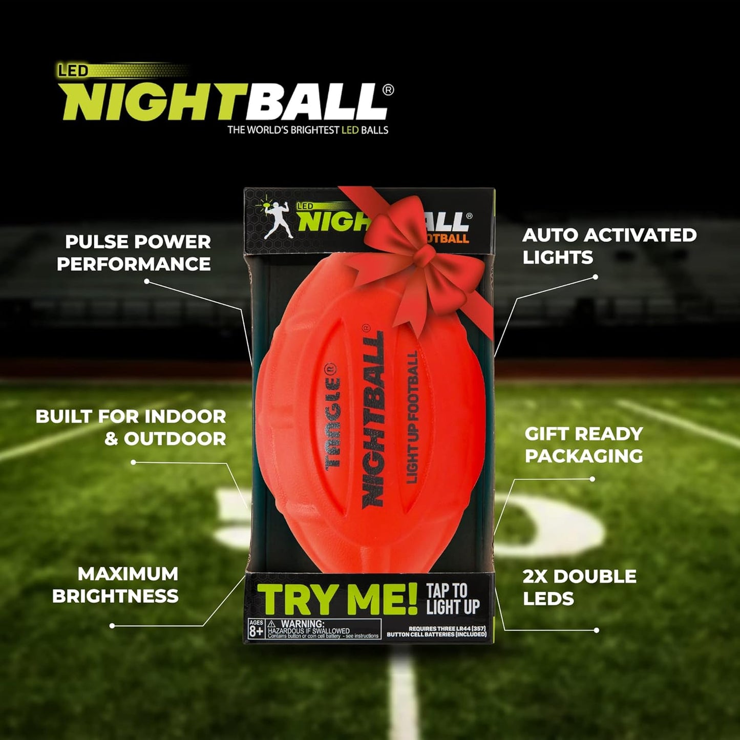 Tangle NightBall Football Red