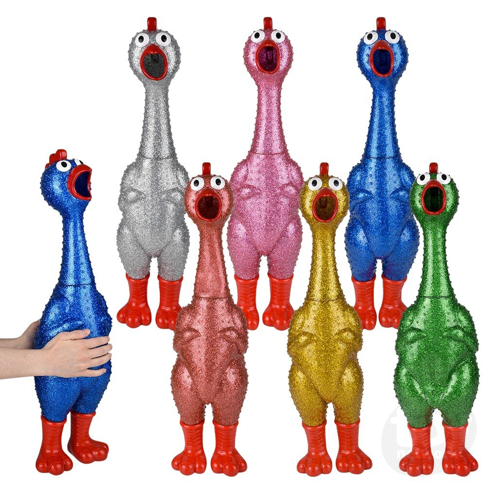 Giant Sparkle Rubber Chickens