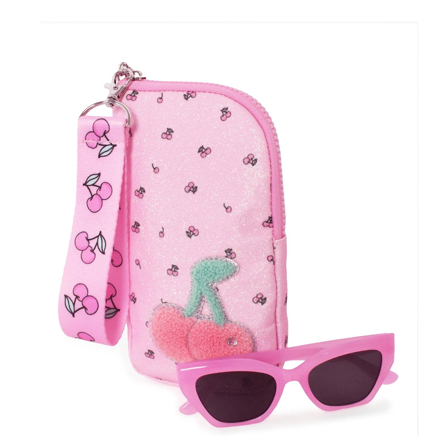 Pink Cherry Wristlet Case and Sunglasses