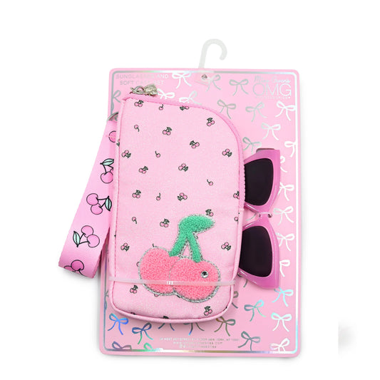 Pink Cherry Wristlet Case and Sunglasses