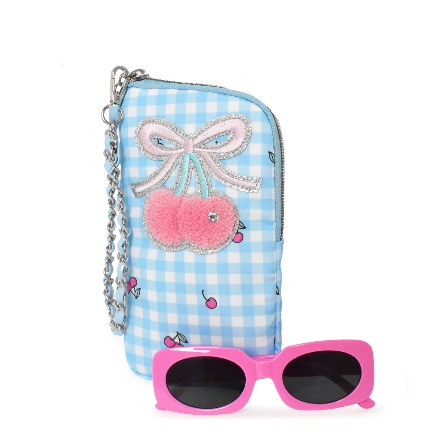 Blue Cherry Wristlet Case and Sunglasses