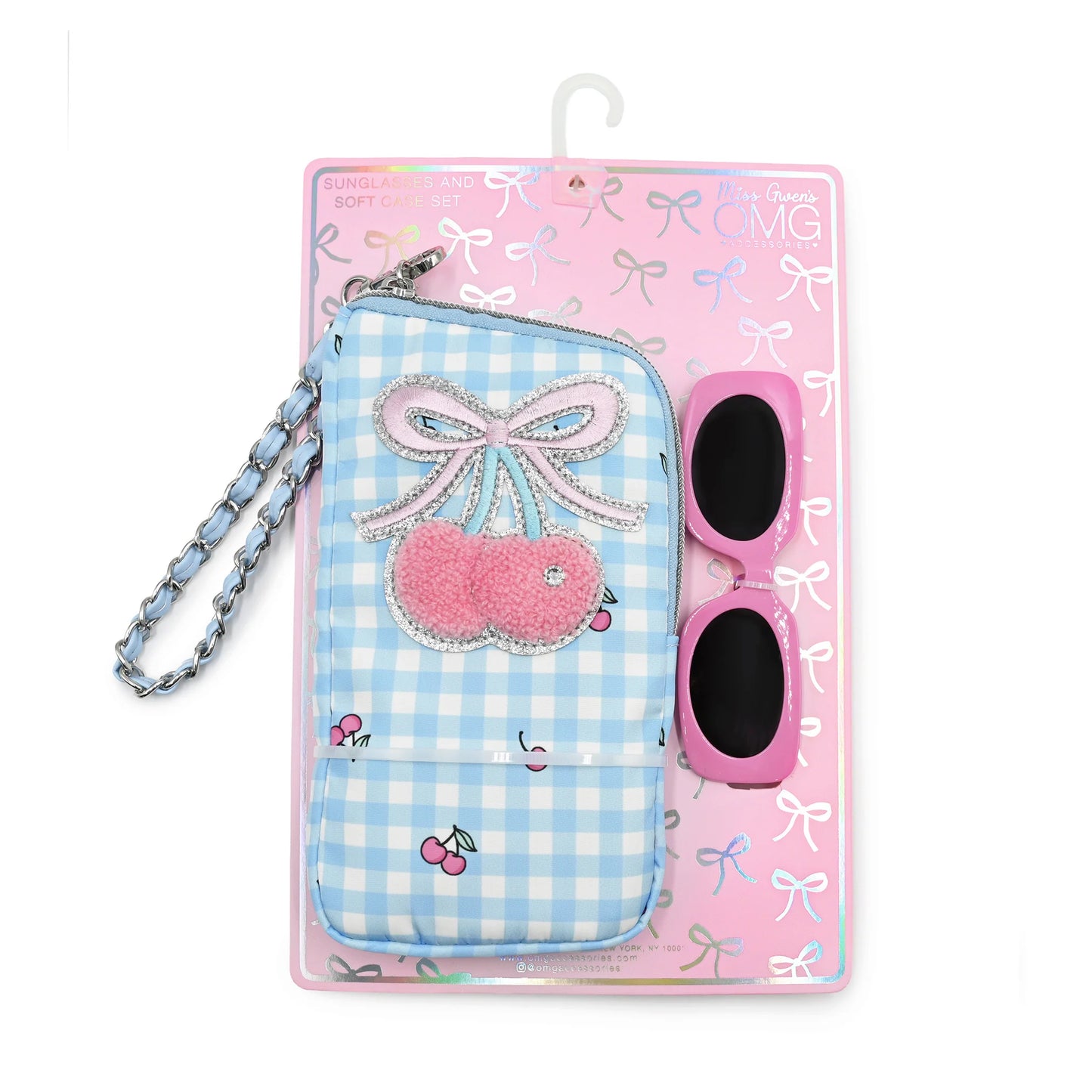 Blue Cherry Wristlet Case and Sunglasses