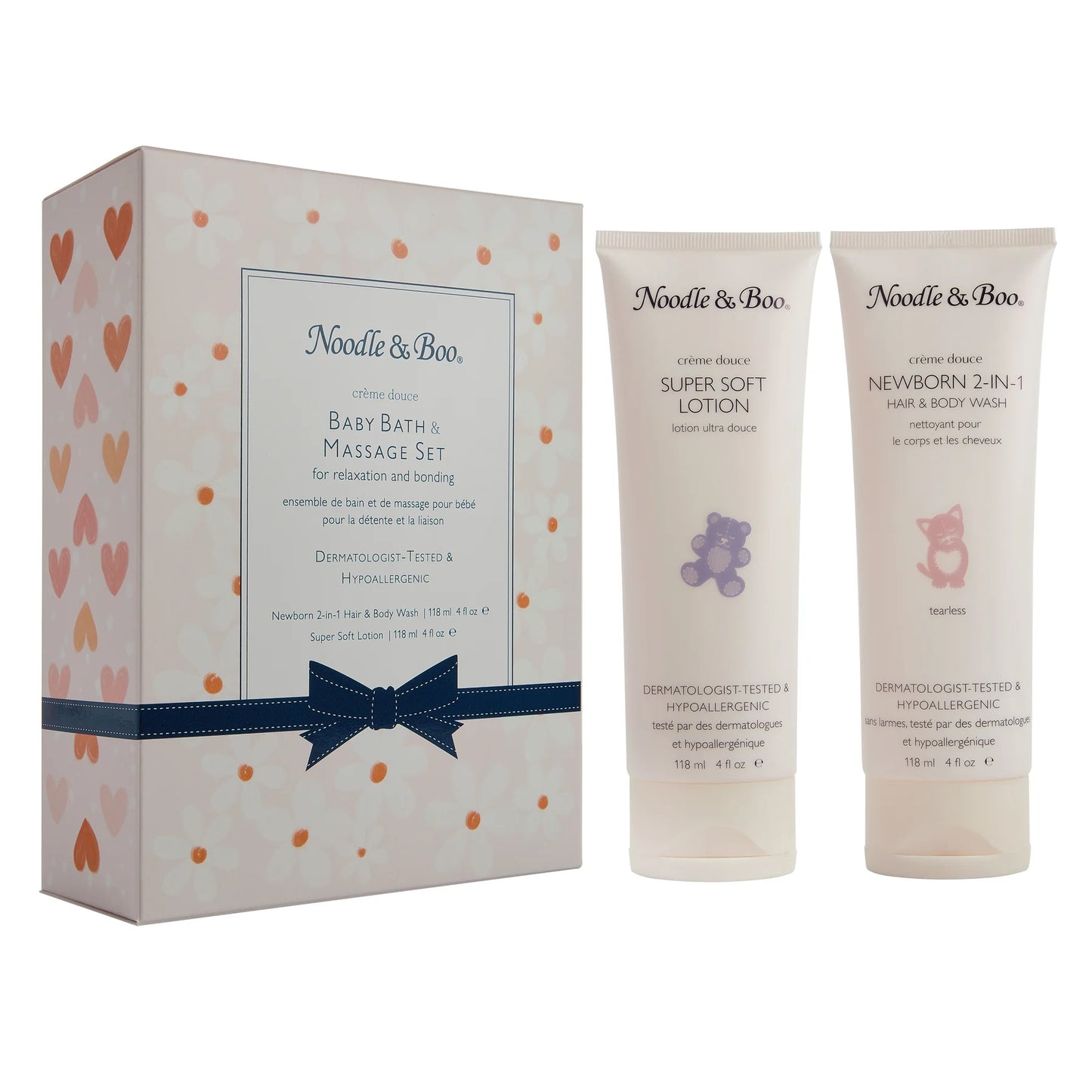 Baby Bath & Massage Pink Hearts & Daisies Gift Set Créme Douce