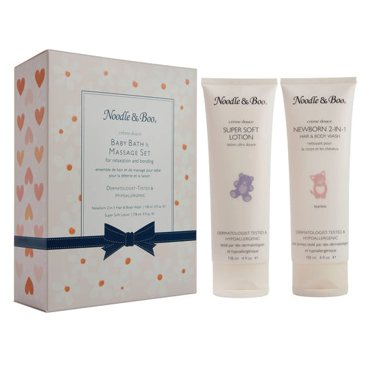 Baby Bath & Massage Pink Hearts & Daisies Gift Set Créme Douce