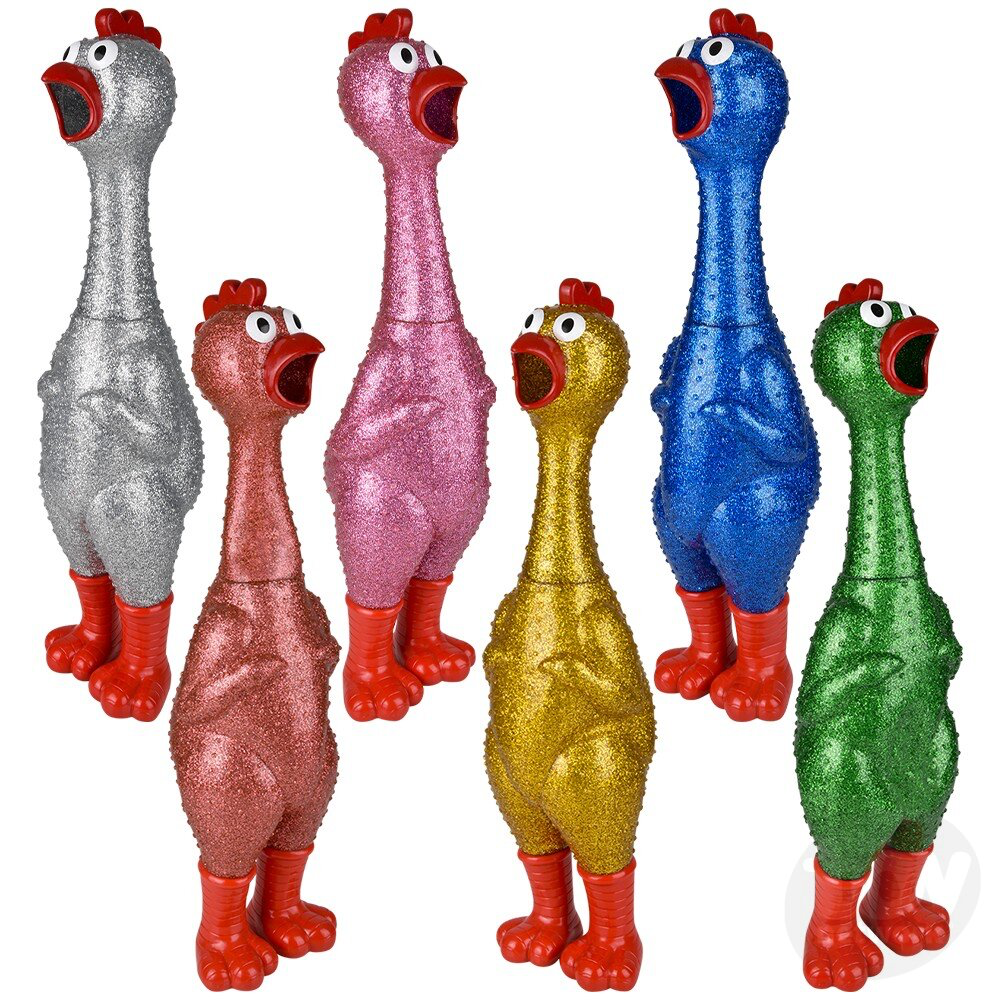 Giant Sparkle Rubber Chickens