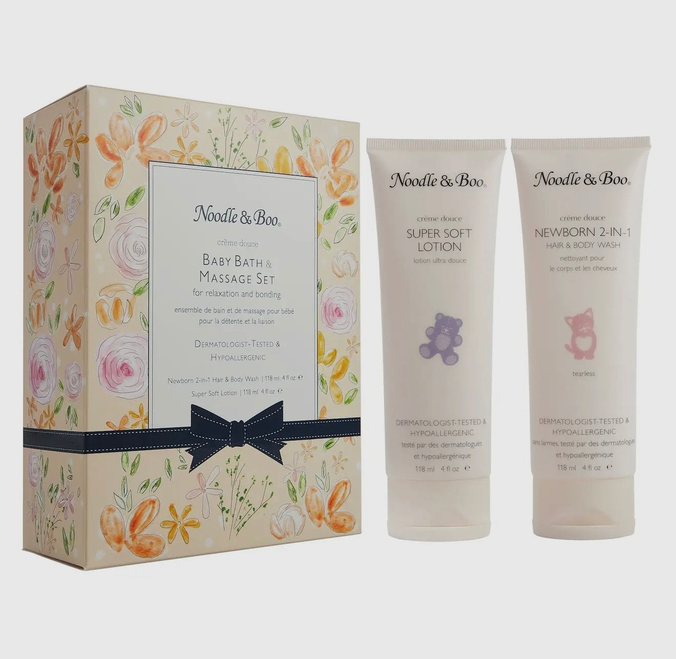 Baby Bath & Massage Peach Flowers Gift Set Créme Douce