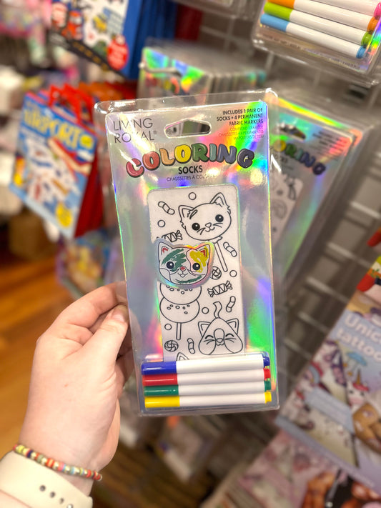 Candy Cat Coloring Socks